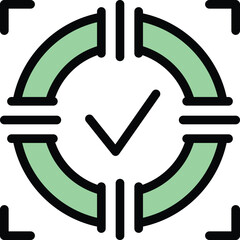 Poster - Green check mark is sitting in the center of a target, indicating success in achieving a goal