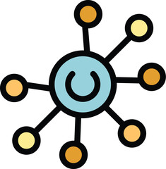 Poster - Decentralized network is connecting nodes with a power button symbolizing the activation of the system