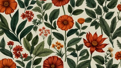 Wall Mural - Botanical illustration with a blank background.