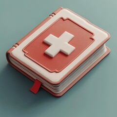 Wall Mural - 3D Medical Book Icon: Guide for Medical Knowledge Illustration Logo