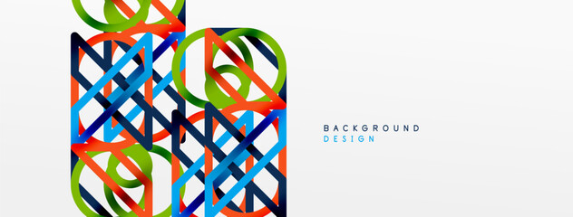 Sticker - Abstract background - colorful geometric shapes composition made of lines. Technology or business digital template