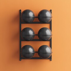 Wall Mural - 3D Medicine Ball Rack Icon: Storage for Balls Illustration Logo