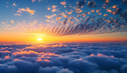 Aerial view of cloud sea, dawn's gentle light, a dreamlike natural panorama