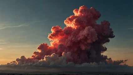 Poster - Bright pink smoke cloud obscuring the sun