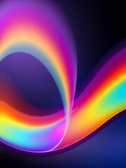 Poster - Abstract rainbow wave design on dark background