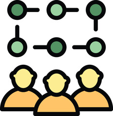 Poster - Icon of a network connecting three people, symbolizing teamwork and communication