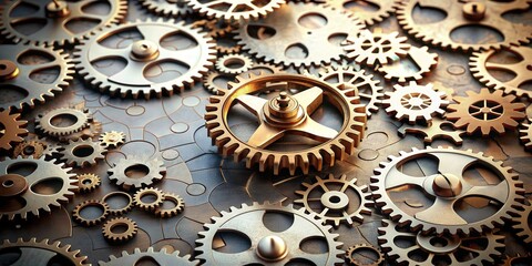 Aufkleber - Gears emerging from beneath a jigsaw puzzle, jigsaw puzzle, gears, mechanical, innovative, creativity