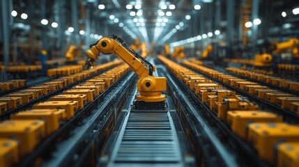 Poster - Robots equipped with AI algorithms optimize assembly processes in a modern industrial facility