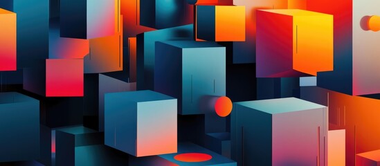 Poster - Abstract design featuring a composition of cubes and background illustration