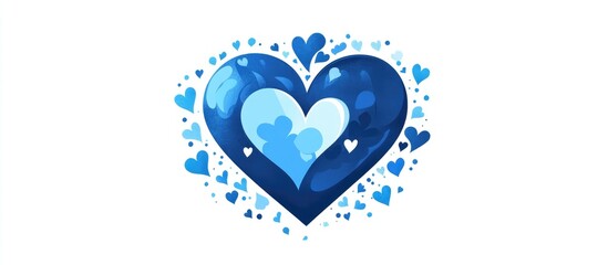 Cute blue heart illustration for Valentine s Day flat design isolated on white background