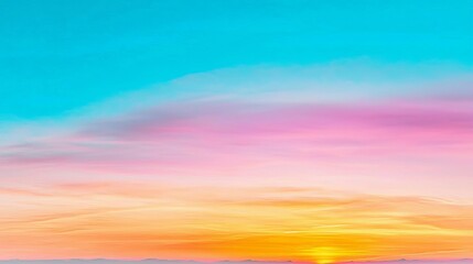 Sunset sky with soft pastel colors, minimalistic cloud formations, vibrant gradient, glowing horizon, gentle warmth, balanced light, stunning natural beauty, clear atmosphere