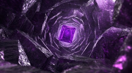 Poster - Fantasy purple cube vortex 3D rendering