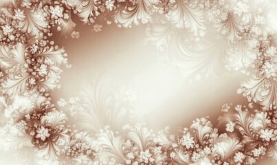 Poster - Floral template featuring a fractal design and space for text ideal for designing business cards postcards and similar products in shades of brown and white