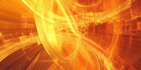Poster - Abstract orange and yellow fractal background in a technological style