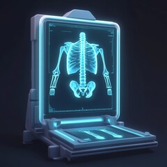 Wall Mural - 3D X Ray Machine Icon: Body Imaging Device Illustration Logo