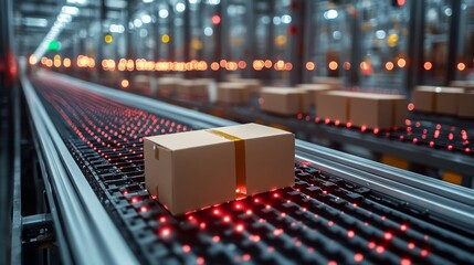 Poster - RPA systems improving logistics efficiency with automated package handling in modern warehouses