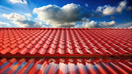 Poster - Red roof in reflection against the sky, red, roof, reversed, reflection, sky, architecture, building, abstract, contrast, color