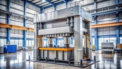 Poster - Hydraulic press machine used for shaping and forming sheet metal, hydraulic press, metalworking, manufacturing, industrial
