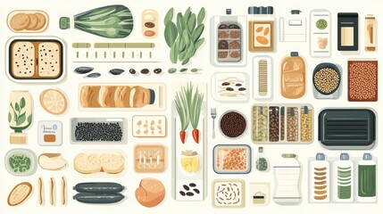 Top View Of A Variety Of Pantry Items Including Beans Lentils Grains And Bread Food Storage And Preservation