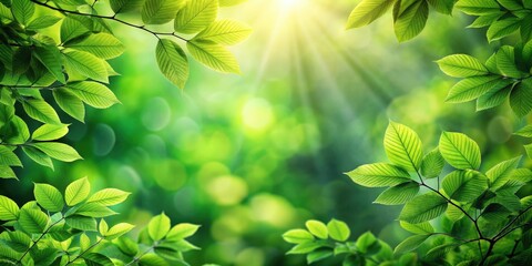 Poster - Green leaves in a lush natural setting during the summer season, nature, ecology, green, leaves, foliage, background
