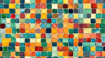 Wall Mural - Vibrant horizontal seamless mosaic tile pattern for design