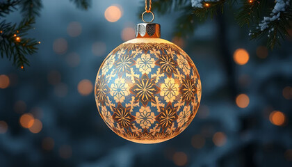 Wall Mural - A Christmas ornament hanging from a tree