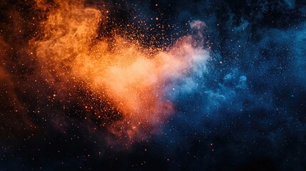 Wall Mural - create the image of a colour exposion in orange and dark blue