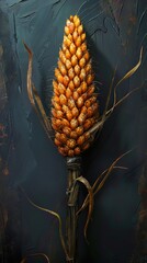 Poster - Dried Plant Seed Head on Dark Background - Botanical Still Life Photography