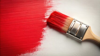 Aufkleber - Red paint being brushed onto a canvas, red, paint, brush, art, creative, painting, color, artistic, abstract, vibrant, brushstroke