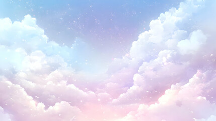 Poster - Dreamy Cloudscape: Soft Pastel Sky with Sparkling Dust