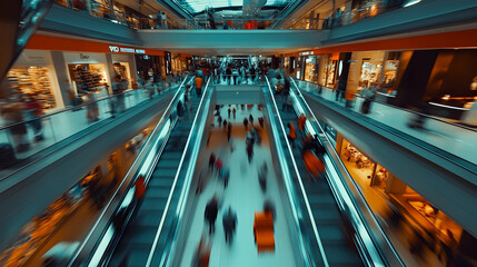 Wall Mural - moving escalator in the city