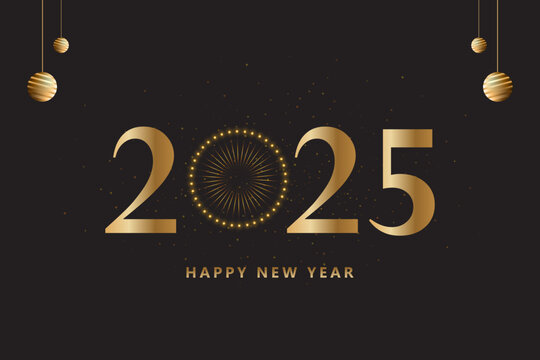 Vector 2025 new year celebration modern number typography design.