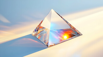 3D Self Awareness Prism Concept - Macro Shot of White Prism Diffraction, Rotating to Reveal Aspects of Self, Isolated on White Background for Personal Growth
