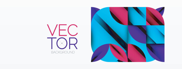 Aufkleber - Circle, square and flower petal geometric background. Round shapes composition for wallpaper, banner, background or landing