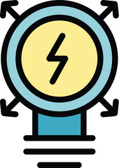 Poster - Light bulb with arrows pointing to the center, symbolizing a brainstorming session and the generation of new ideas