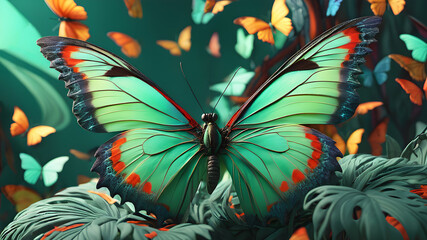 Wall Mural - Beautiful bright butterfly	