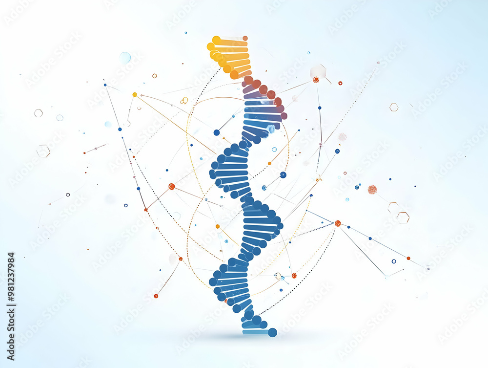Flat Integrity DNA Helix Illustration: Close-Up View of Base Pairs ...