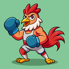 Rooster Fighter Boxing Mascot Logo – Bold Vector Design for Sports Teams, Graphics Ads, and Video Game Production