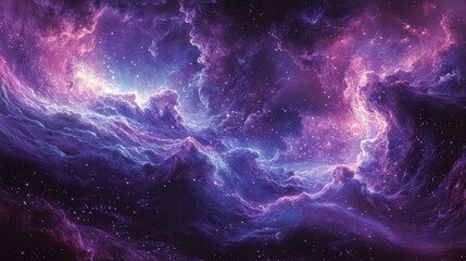Wall Mural - cosmic nebula with wavy clouds and scattered stars
