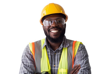 portrait of a construction worker on white background
