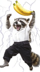 Raccoons holding yellow scarves, exuding the spirit of true sports fans as they cheer on their favorite team. Contemporary art collage concept. Sport event, animal theme, surrealism.