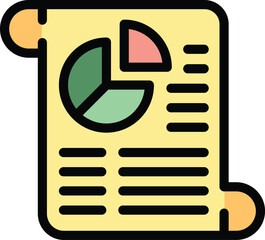 Poster - Scroll page is showing a pie chart and business data report, perhaps for a marketing or financial presentation