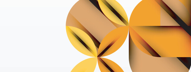Poster - Circle, square and flower petal geometric background. Round shapes composition for wallpaper, banner, background or landing