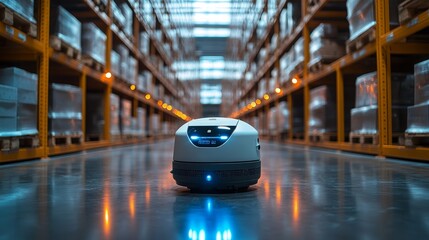 Poster - Robotic automation system enhancing efficiency in a large warehouse environment at night