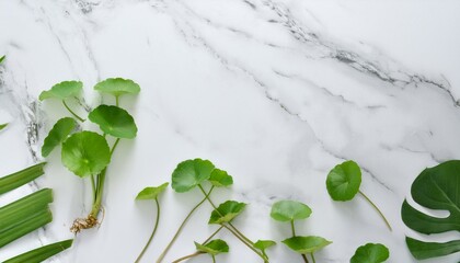 A white background with a variety of green plants