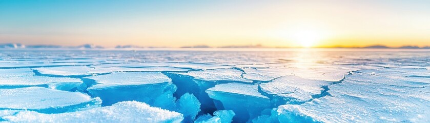 Wall Mural - Frozen Lake at Sunset.