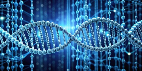 Fototapete - DNA molecule concept represented as binary code with modified genes, Artificial intelligence, genome, technology