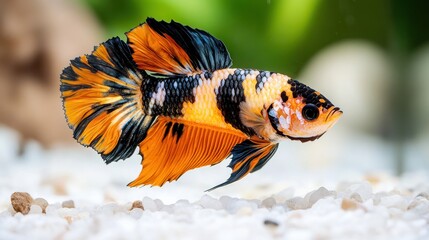 Colorful Betta Fish Swimming in a Tank