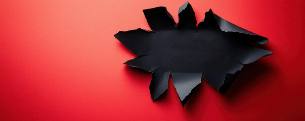 Wall Mural - Black Hole on Red Background.