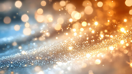 Canvas Print - Sparkling Glitter Background with Gold and Blue Bokeh Lights